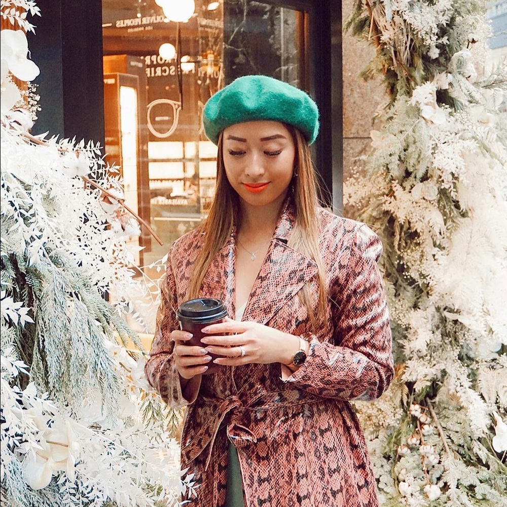 Faux Leather Python Animal Print Trench Coat